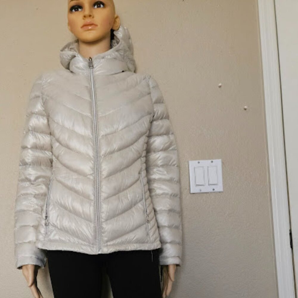 Calvin Klein Women’s Gray Premium Down Packable Hooded Jacket Size S